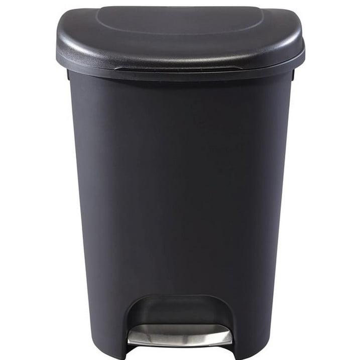 13 Gal. Black Step-On Trash Can for Home and Office