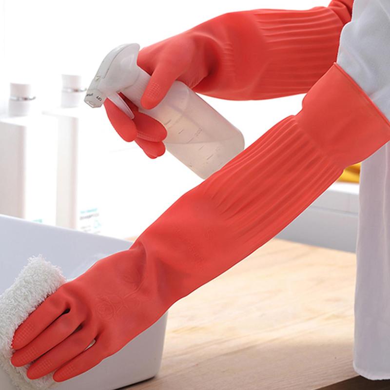 Thickened Household Cleaning Gloves, Long Sleeve Dishwashing Gloves, Anti-skid Gloves for Home Kitchen Use